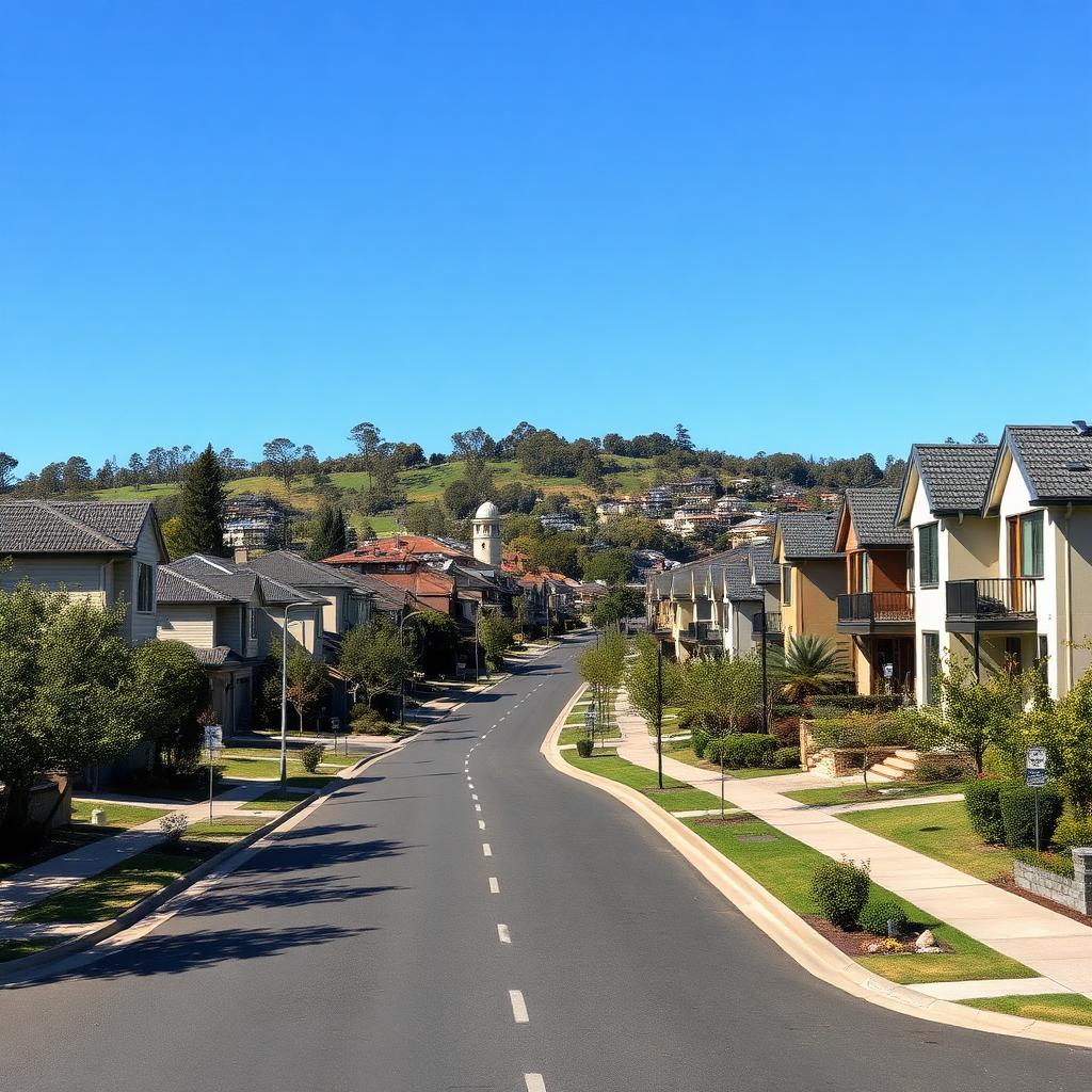 Castle Hill Sydney Hills District street with modern large family homes and clear blue skies — Reactive services The Hills