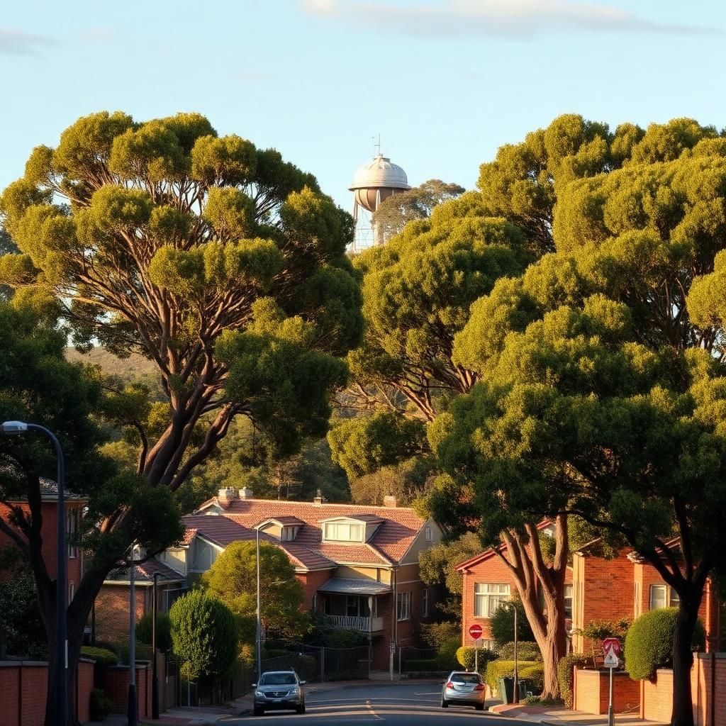 Hornsby Sydney leafy streetscape with brick family homes and the Hornsby water tower on the horizon — Reactive services the Upper North Shore